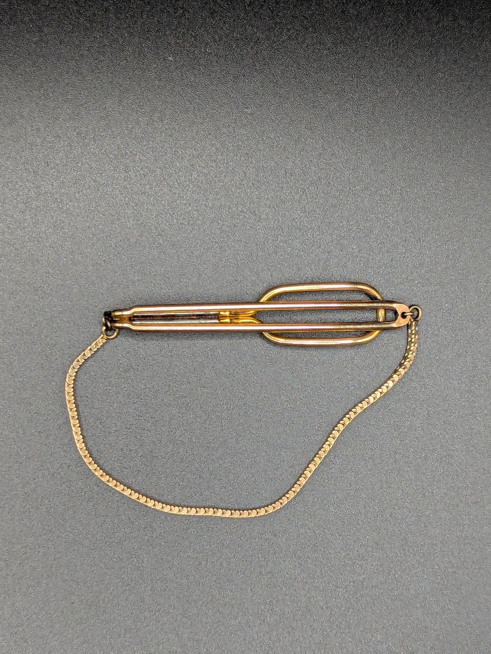 Gold Men’s Tie Bar Clip with Safety Chain - Elegant Classic